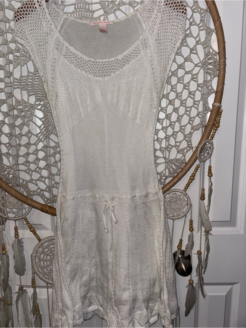 Victoria's Secret Cream Crochet Mini dress Size Medium A00362